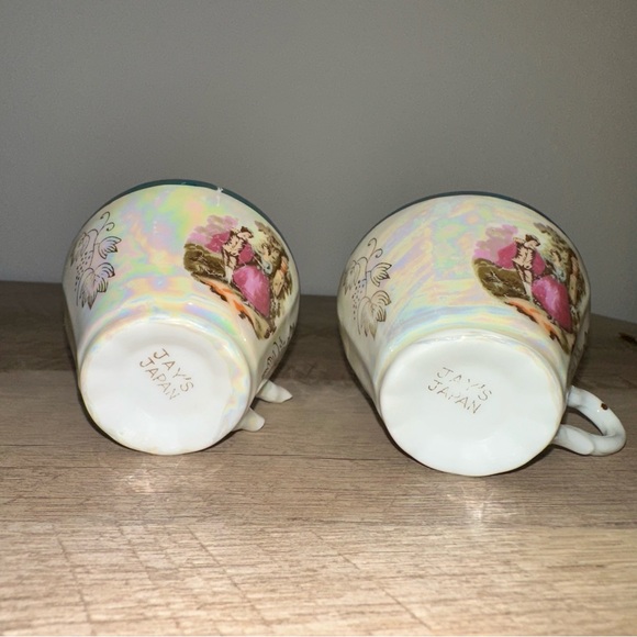 Jay’s Japan Vintage Coffee Cups Set with Blue Rim broken and repaired - Picture 6 of 6